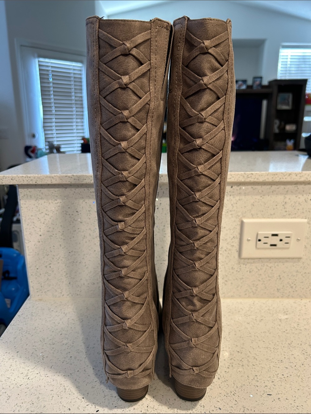 Fergalicious Taupe Over-the-Knee Suede Boots - Picture 2 of 3